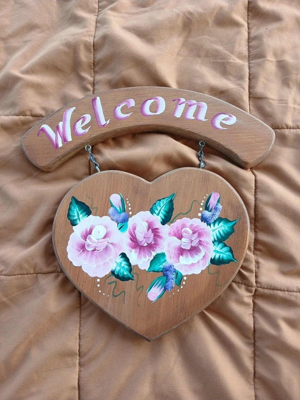 Vintage Hand Painted Welcome Decor